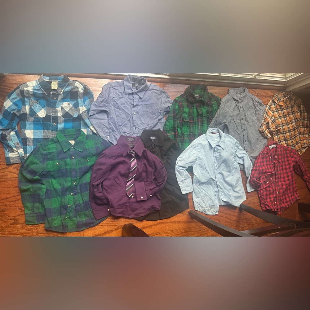 Boys Purple Dress Shirt with Tie 10pcs Size 6-7